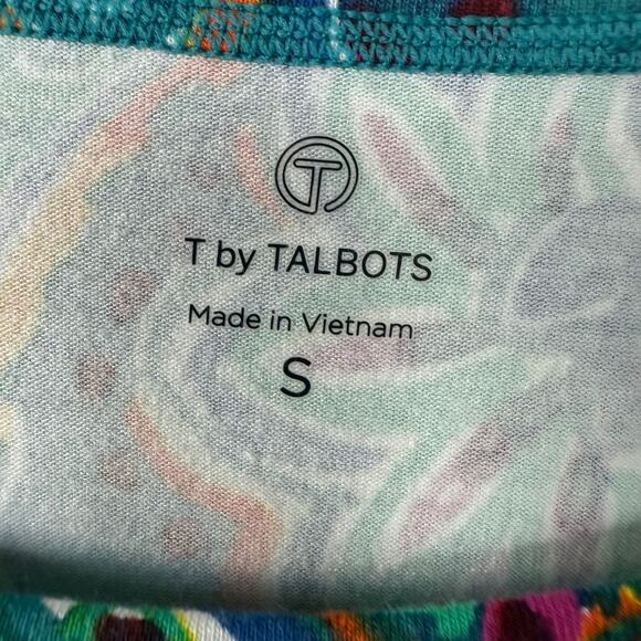 Talbots green pink paisley knit top size S - Picture 2 of 8